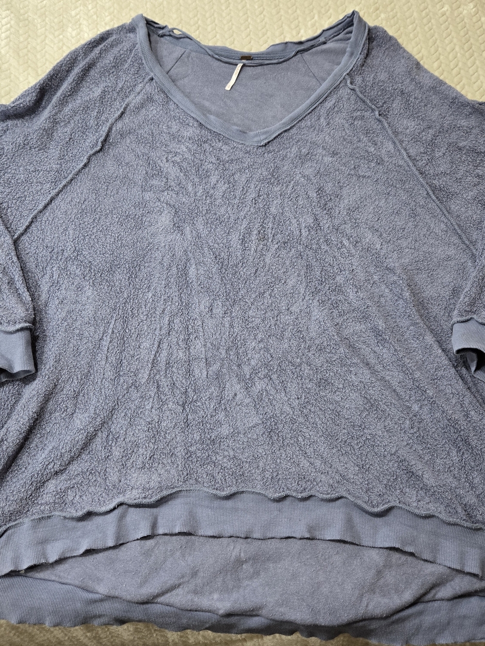 Free People Take It Off Sz Large Blue Oversized Soft Pullover Sweater Slouchy